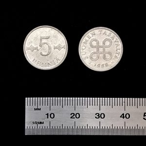 5 penni 18 mm silver color